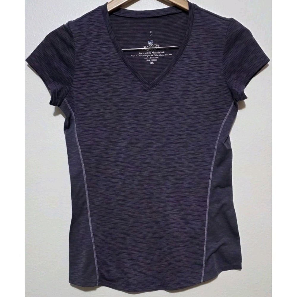 Kuhl Athletic Short Sleeve Shirt Top Women Sz XS Purple Burnout Lightweight EUC